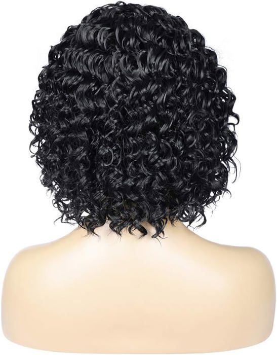 Perruque Afro 100% Cheveux Humains - Couleur Noir/cuivré Méché - Taille Bonnet Moyen - Style Naturel Court - Neuf