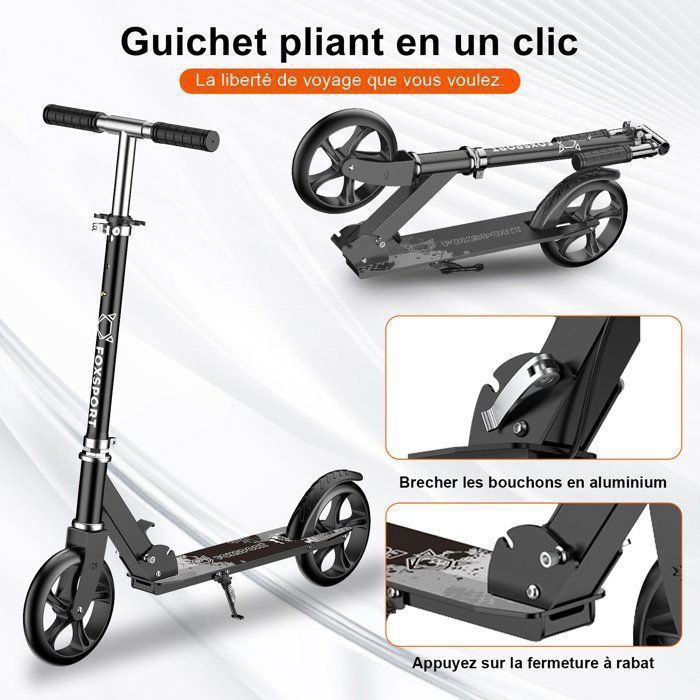 Hypermotion Trottinette Enfant 8 Ans (100 Kg) Piable, Guidon Réglable 78-98 Cm à Prix