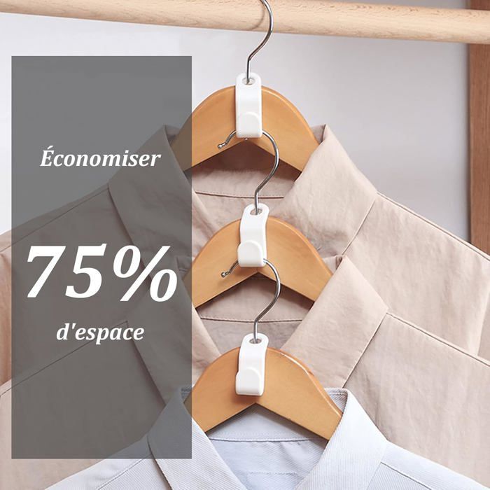 40 Bandes De Suspension Pour Cintres - Connecteurs Plastique Blanc - Pour Optimiser L'espace Placard - Sans Outil, Clip Rapide