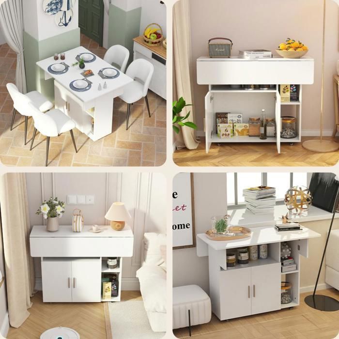 Table à Manger Ronde Pliante Extensible - 120x75 Cm, 6 Roues, Charge 400 Kg - Pour Cuisine, Salon, événements