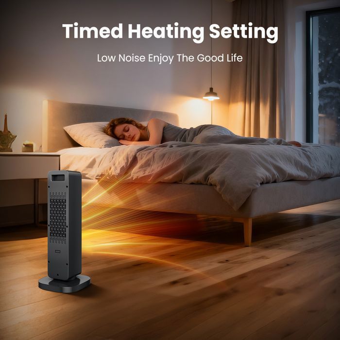 Chauffage d'appoint 2200W, 12H Minuterie, PTC Chauffage Soufflant, 3 Modes, Protection Contre la Surchauffe et l'Inclinaison, Chauffage d'Appoint, pour Salon Chambre Salle Bain