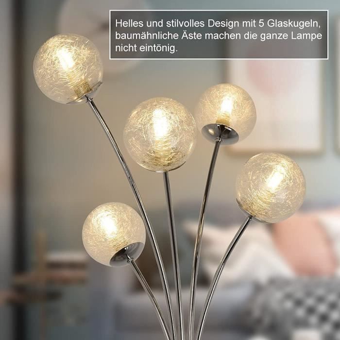 Depuley Lampadaire LED pour salon avec boule en verre, lampe sur