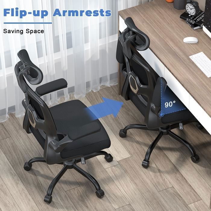 Fauteuil De Bureau Ergonomique Naspaluro – Noir – Accoudoirs Réglables