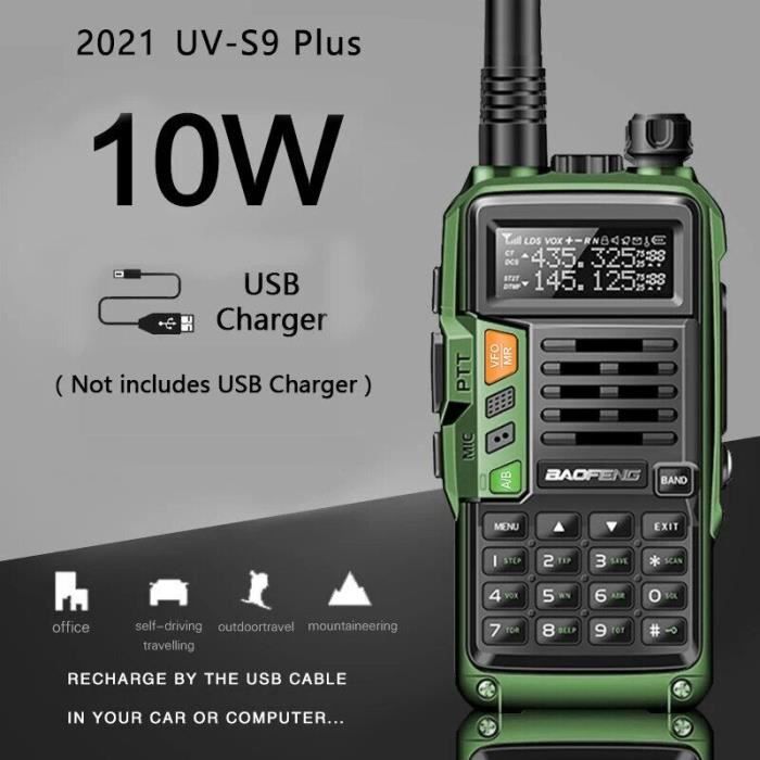 ZS09985-Baofeng Talkie walkie portable UV S9 Plus très puissant de chasse.  radio à deux voies. radiofréquence. CB Ham. grande port - Cdiscount  Téléphonie
