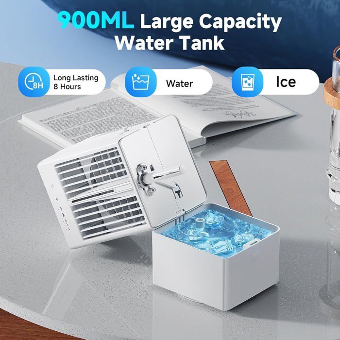 Climatiseur Mobile Silencieux TUKIMA 1200ml - Mini Rafraîchisseur D'Air Portable 4 En 1 Avec Oscillation