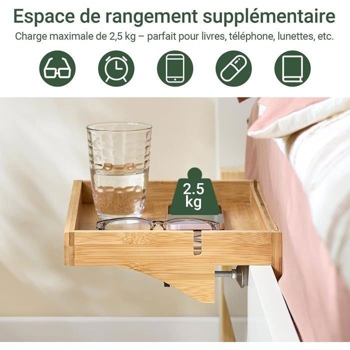 Tablette De Chevet Suspendue Pour Lits Superposés - Rangement Pratique 32x23 Cm