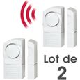 SHOP-STORY - Lot de 2 Détecteur Alarme d’Ouverture Sans Fil de Porte, Fenêtre, Garage, Baie Vitrée, Velux etc-0