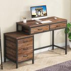 TOPESCT Bureau d'ordinateur, Table de Bureau avec 5 Tiroirs, Bureau Informatique avec Armoire à tiroirs réversible,130x45x82cm