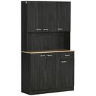 HOMCOM - Armoire de cuisine - Panneaux de particules - 101x39x180cm - Noir