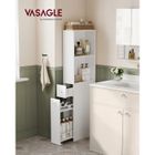 VASAGLE Meuble de Salle de Bain Haut, Meuble de Rangement Fin, Colonne avec Tiroirs et Étagère Réglable, Armoire, Placard, Blanc