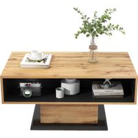 Table basse en bois de grain, avec un tiroir sans poignée, Table canapé du salon, grand espace de rangement, 100 x 47x 60 cm