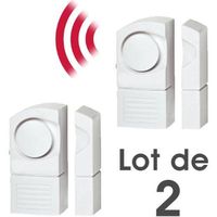 SHOP-STORY - Lot de 2 Détecteur Alarme d’Ouverture Sans Fil de Porte, Fenêtre, Garage, Baie Vitrée, Velux etc