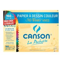 CANSON La Pochette Mi-Teintes Vives Papier à dessin 240 x 320 mm 12 feuilles