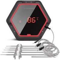 Thermometre Cuisine Barbecue Cuisson Bluetooth Interieur Exterieur, Magnétique Batterie Rechargeable INKBIRD IBT-6XS Rouge 