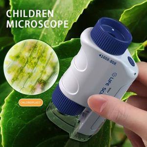 MICROSCOPE MICROSCOPE Microscope Portable 120x Microscopes De Poche Avec LED Cadeaux éducatifs Enfants et Étudiants Bleu