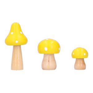 Lot De 2 Champignons Décoratifs En Bois De Manguier - 12 Cm, Décoration D'automne Et Noël