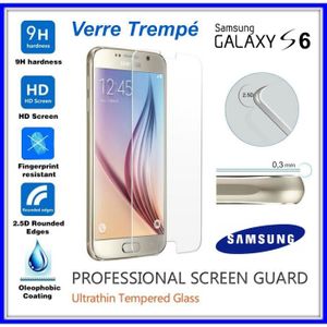 FILM PROTECT. TÉLÉPHONE Tempered Glass Vitre de protection en VERRE Trempé 9H 0.3MM 2.5D pour écran Samsung Galaxy S6  Anti-Casse Anti-Choc Anti-Rayure new 