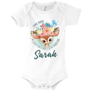 BODY Sarah | Body bébé prénom fille | Comme Maman yeux de biche | Vêtement bébé adorable pour nouve 3-6-mois