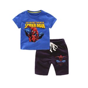 Ensemble de vêtements OUTAKING Nouveau Vetement Petits Garcons/Filles SpiderMan T-shirt Shorts Set Pour 1-7 ans Bleu Fonce