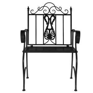 FAUTEUIL JARDIN  Chaise de jardin en métal coloris noir vieilli -Longueur 63,5 x Profondeur 52 x hauteur 98 cm