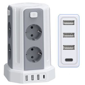 Multiprise Electrique avec USB, 12 Prises avec 4 Interrupteurs  Indépendants, Veilleuses de Conception Originale et Parasurtens[16] -  Cdiscount Bricolage