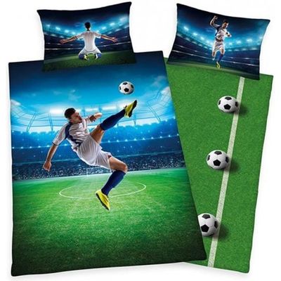 Shoot Football Soccer Simple Parure De Lit Noir Gris Enfants Garçons Réversible