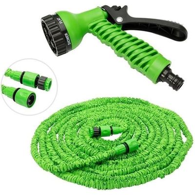 Relaxdays Tuyau D’Arrosage Spirale Extensible Jusqu’à 20m Avec Pistolet 7 Modes - Tuyau D’Eau Flexible Vert Pour Jardin, Balcon Et Terrasse