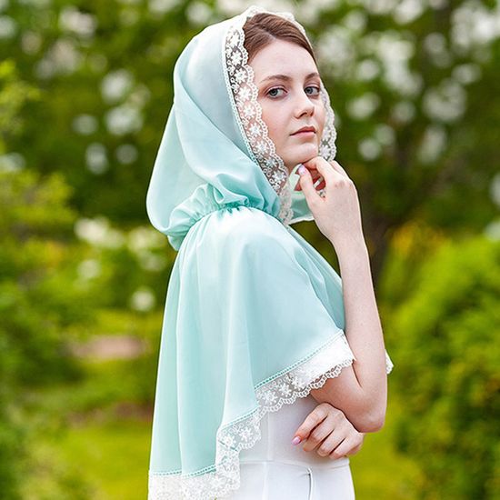 Châle Triangle Dentelle Avec Glands - Foulard Femme élégant Soirée Mariage - Voile Mantille Broderie Florale - Accessoire Fête église