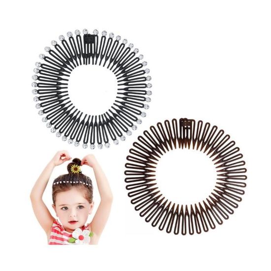 Lot 2 Bandeaux Cheveux Sport Zig Zag Flexibles – Peigne Cercle Complet Noir