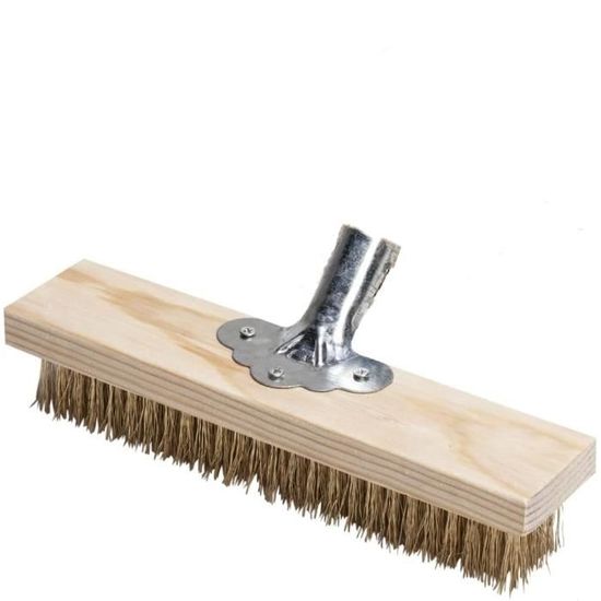 Balai Métallique Uadme 20 Cm - Brosse à Récurer En Acier Inoxydable - Pour Sols Durs, Mousse, Taches Tenaces - Manche En Pin - 9
