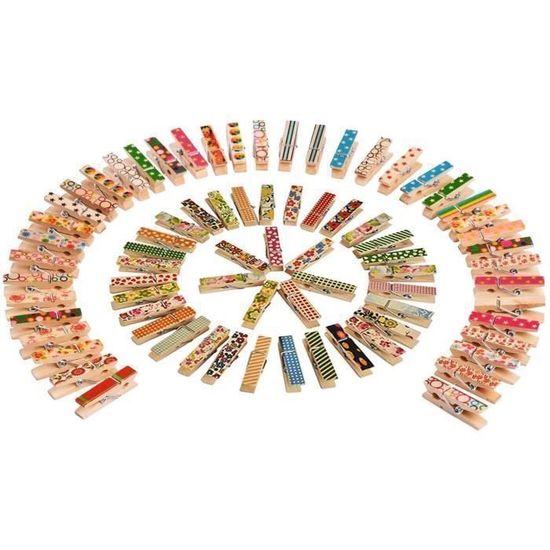 100 Pinces à Linge Miniatures En Bois 35mm - Idéal Pour Déco Photos, Bricolage Et Créations DIY
