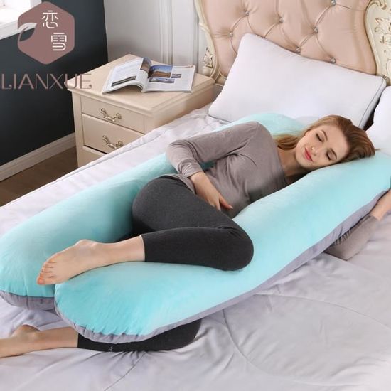 Coussin De Grossesse Pour Dormir, Coussin D'allaitement,Grand Coussin Allaitement En Forme De U De Maternite Avec Housse En Velours Remplacable Et Lavable Grisblanc Velours 85322538