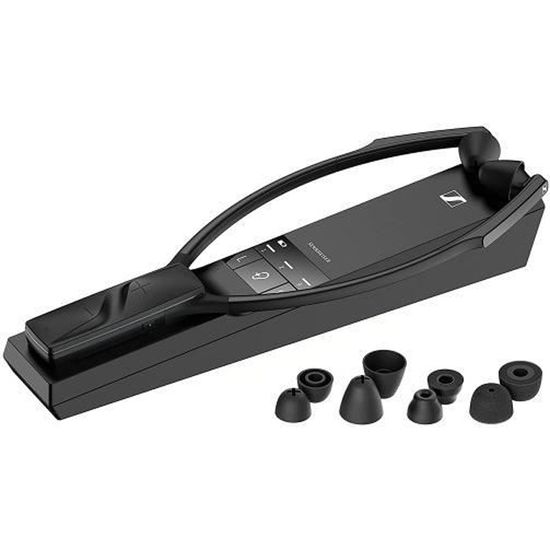 Casque RF sans fil pour TV SENNHEISER RS5200 en noir avec style d'utilisation mentonnière, écouteurs fermés, entrée optique,