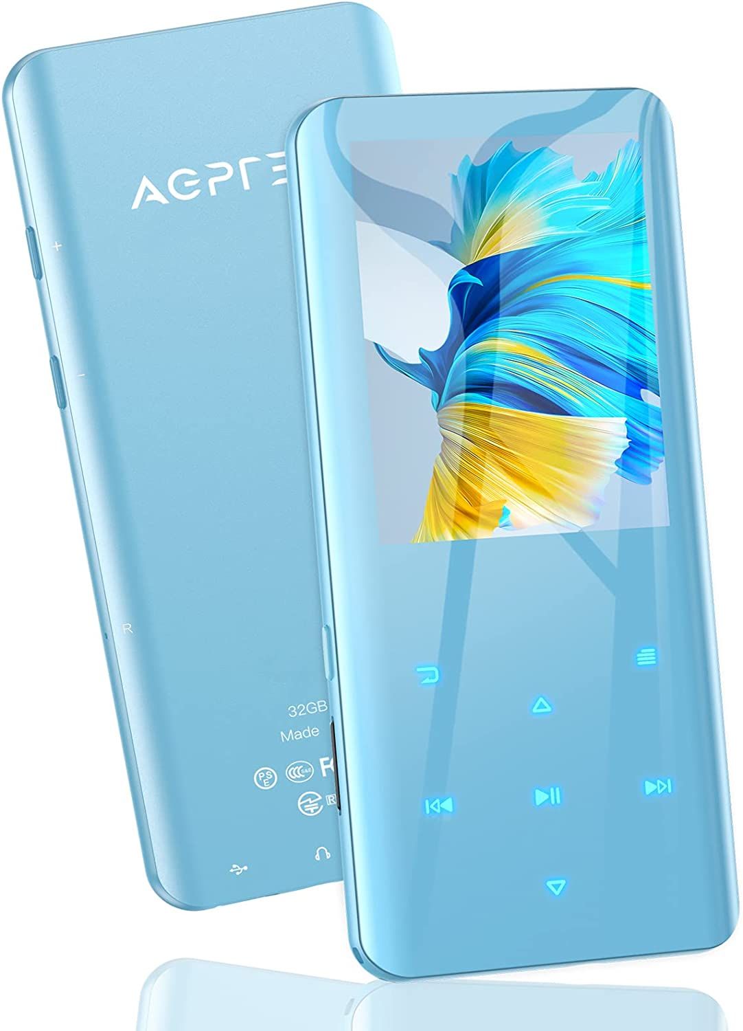 Lecteur MP3 8Go Ecran 1.8” (soutien Micro SD 128Go), Baladeur mp3 Musique HiFi-Mulifunction avec Radio FM Longue Autonomie-Bleu