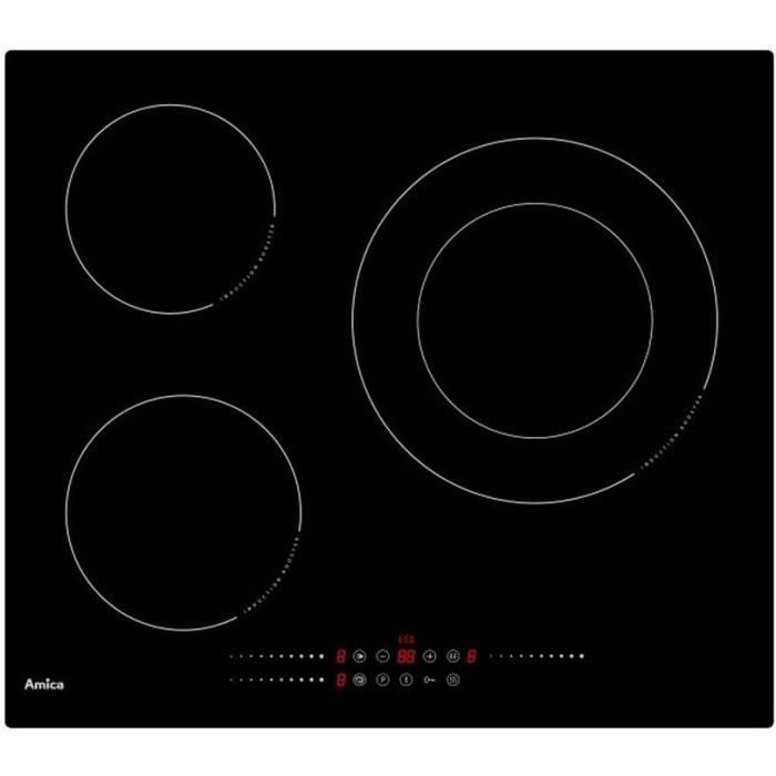 Amica - plaque de cuisson à induction 60cm 3 feux 7200w noir - ai3539
