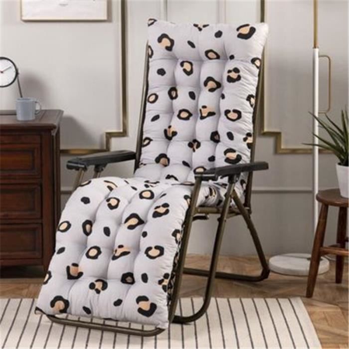 Coussin Bain de Soleil Jardin Pliable Anti-Dérapant Coussin Chaise Longue Epais Confort,48x120cm,blanc