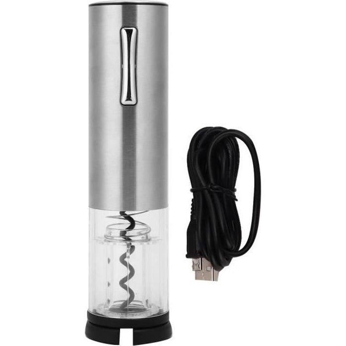 Lanqi- Tire-bouchon Ouvre-bouteille électrique rechargeable USB Ouvre-bouteille entièrement automatique Argent