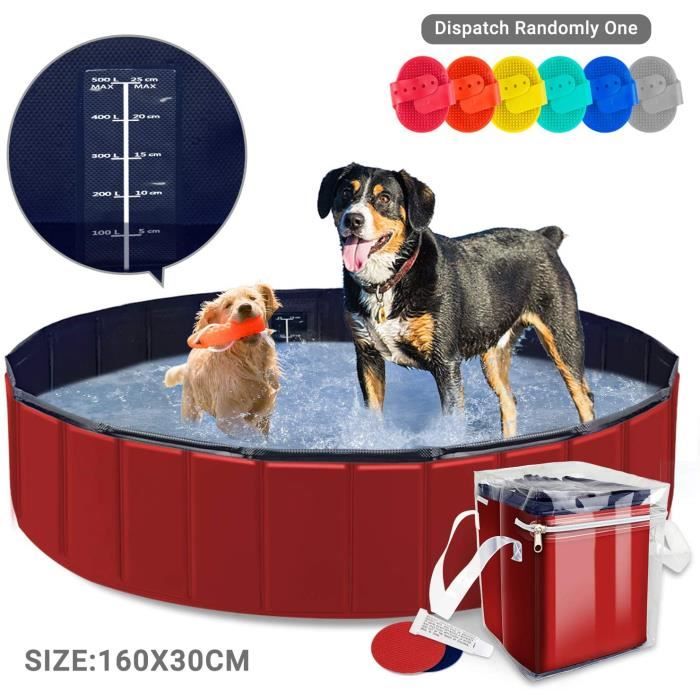 Piscine pour Chien 160 x 30cm Pliable Chien Piscine Baignoire Bassin, Piscine pour Animaux, Baignade Bain Douche pour Chien/Chat/Ani