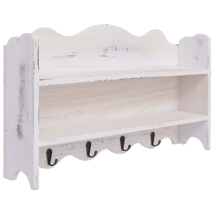 Porte-manteau mural Blanc 50x10x30 cm Bois--FAC