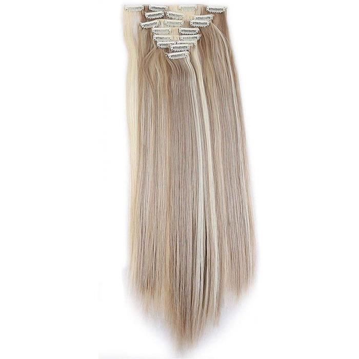 Rajout Extension A Clip 8 Bandes - Extensions Cheveux Clips Lisse - Clip In Hair Extensions - 66cm(26 Pouces) - Blond Sable-Blond