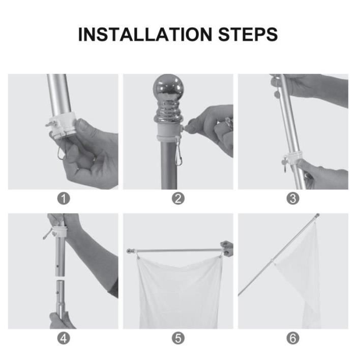 5 pièces Kit de mât de drapeau pratique anneaux de montage rotatifs 1 pouce PACK PRODUITS DE FITNESS - PACK PRODUITS MUSCULATION
