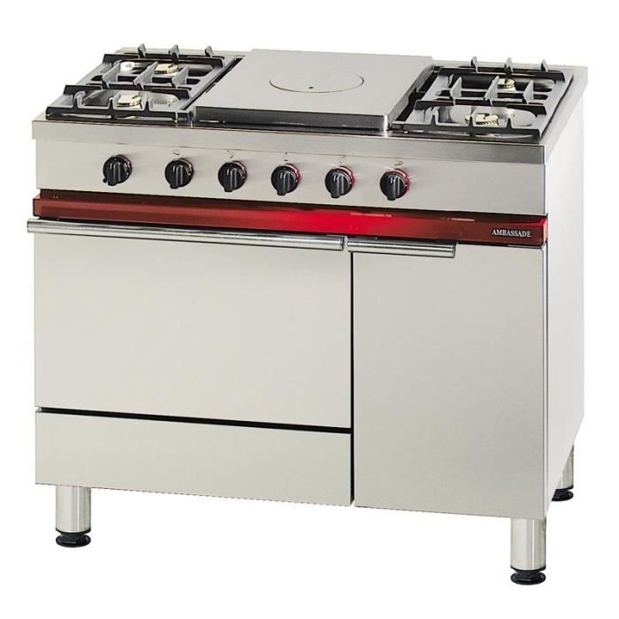 Fourneau 4 feux vifs + 1 coup de feu sur four GN 1/1 - Gaz Butane/propane