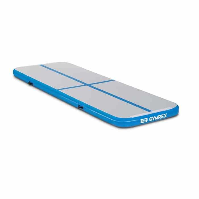 Tapis De Gym Gonflable Matelas De Tumbling Gymrex GR-ATM1 (300 x 100 x 10 cm, 150 kg, 10 PSI - 0,7 bar, PVC, Nylon, ABS, Bleu-Gris)