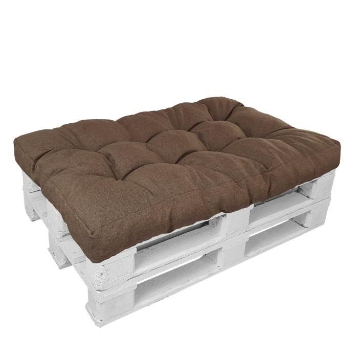 Coussin d'assise 120x80x15cm TAUPE pour Canape Euro Palette ''Premium'' - Résistants aux éclaboussures d'eau et aux rayons UV