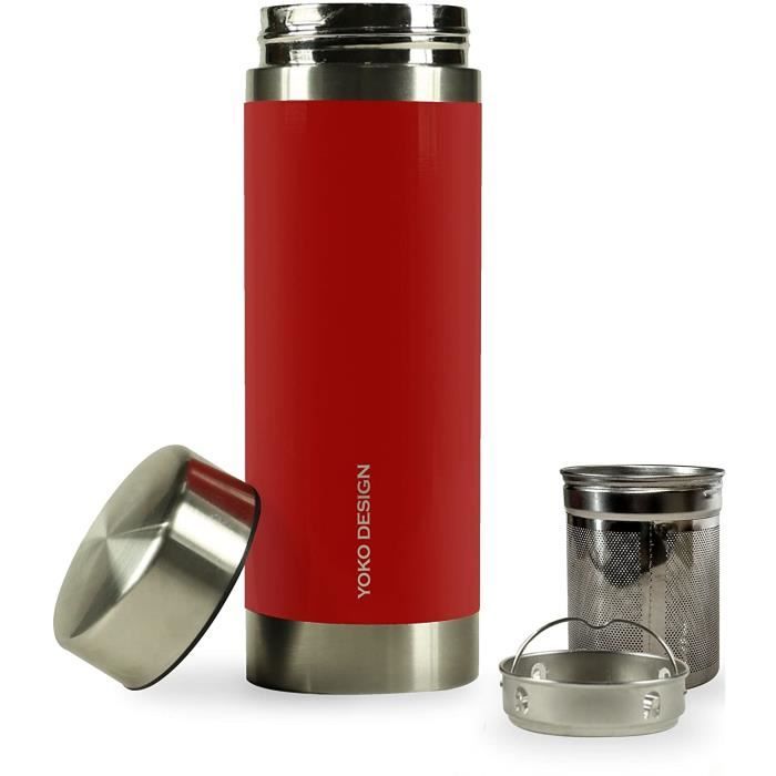Yoko Design Théière Isotherme Double Paroi en Acier Inoxydable, sans BPA, Gourde réutilisable éco-responsable pour Thé, Sport, Enfan