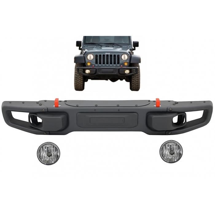 Métal Pare-chocs Pour Jeep Wrangler Rubicon JK 07-17 Hard Rock Style avec Brouillard