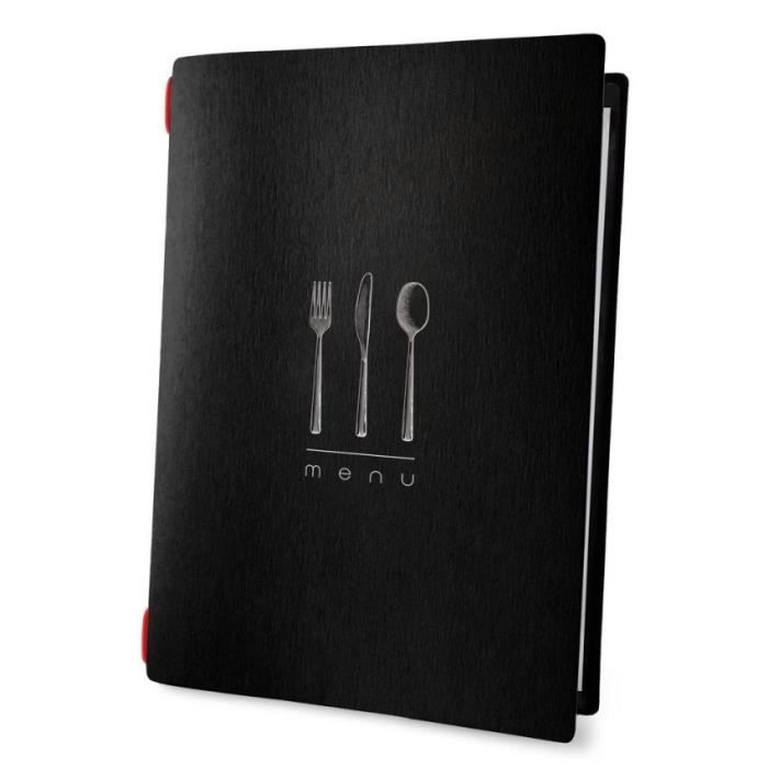 Protège menu noir élégant format A4 1 insert modèle DINNER - Dag Style 4 Fibre De Céllulose
