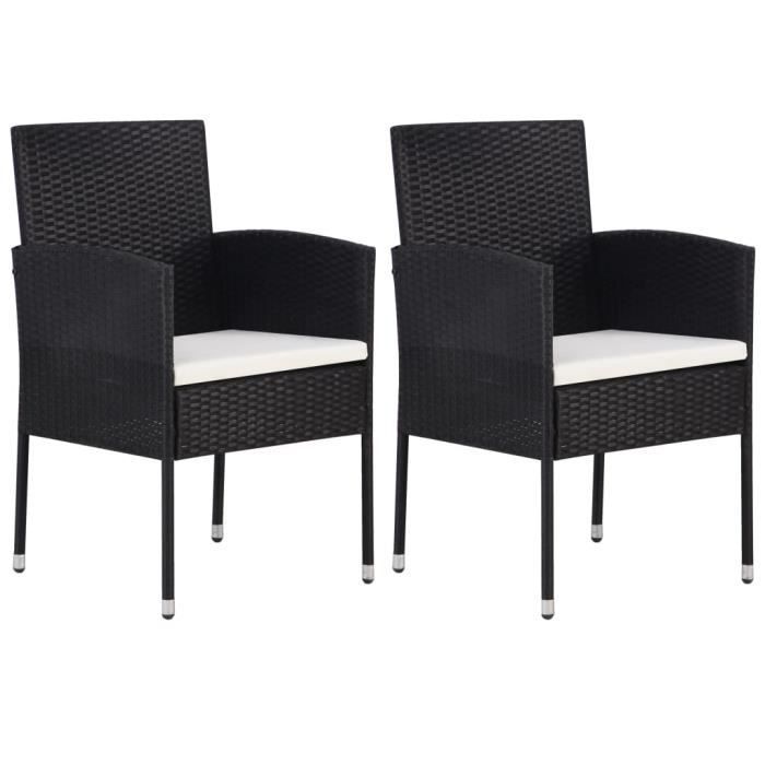 Lot de 2 Fauteuil de Jardin Chaise de jardin Résine tressée Noir Nouveau *857341