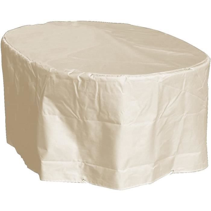 GREEN CLUB Housse de Protection Table Ovale de Jardin Haute qualité Polyester L180 x l 110 x h 70 cm Couleur Beige266