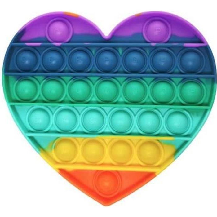 Push pop it Fidget,Jouets autisme Besoins spéciaux Anti-Stress,(En forme de coeur),multicolore